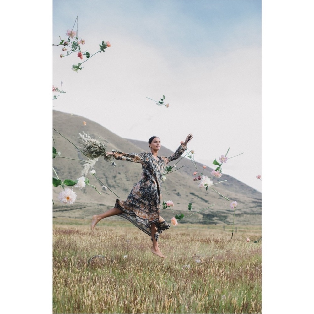 Spell & The Gypsy Collective Mystic Gown Nightfall Floral Tiered Maxi Dress - Picture 6 of 7